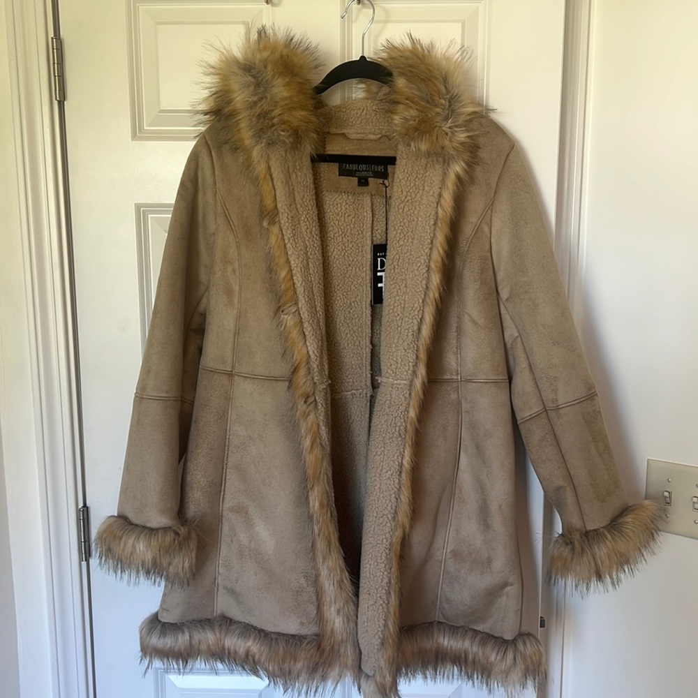 NWT - Fabulous Furs faux fur lined coat